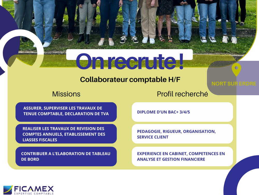 Comptable confirmé H/F pour notre agence de Nort Sur Erdre